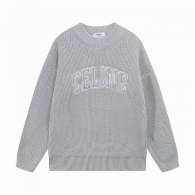 celine塞琳胸前刺绣字母圆领羊毛毛衣 颜色 黑色 灰色 白色 码数 S M L Xl Xxl