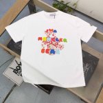 高版本 2025新款Moncler蒙口玩偶熊图案Logo印花休闲情侣宽松短袖T恤，独一无二的活性环保面料染色，32支双纱精梳纯棉爽滑手感，纯棉不起球不起毛，面料