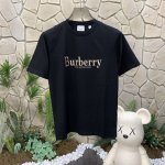 panda版本 供货 #代购级 巴宝莉 Burberry博柏利 徽标Logo字母金线刺绣 棉质圆领短袖T恤 男女款 黑色 秒杀市面上一切版本 只能说根本就不是一