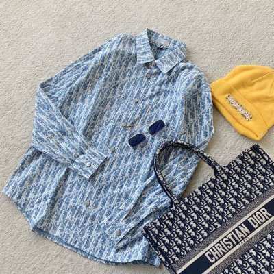 Dior X Shawn Stussy 最新款老花牛仔衬衫所有所有 面料 纱线全部定织定染 辅料三标 吊牌 洗水麦包括成份和Zp一模一样 不一样你拿来退采用特定