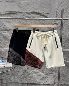 Fendi：芬迪2025Ss新款拼接 Logo印花休闲情侣款高端短裤 原版面料高版本高品质 网红明星同款 男女同款-宽松欧版 400克高品质精密高科技针织面料经