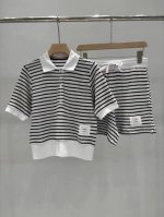 上新 1:1品质 Thom Browne 2025春夏新款 休闲黑白条纹针织短裤 码数：Sml