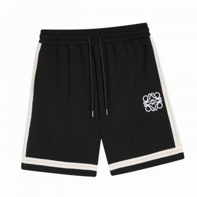 罗意威 Loewe 夏季新款 刺绣Logo拼接织带休闲短裤，高品质纯棉面料、特别手感、超级质感 舒适柔软透气 休闲宽松版型 潮流男女同款 Color：黑色 Si