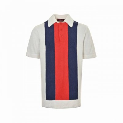 gucci 古驰 24Ss 撞色条纹拼接针织Polo短袖 采用定制拼色丝光棉匠心制作，经典条状拼色，领口饰以品牌字母刺绣，整体颜色鲜明，大气简约，上身舒适透气有