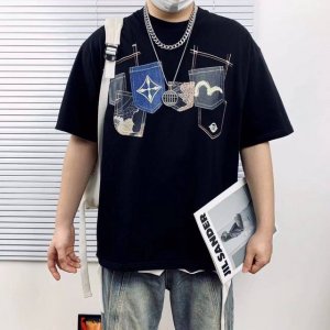 上身细节图# evisu福神高版本多口袋小海鸥印花男女休闲短袖T恤 不得不推荐一款非常受欢迎的硬货 280克双纱面料 有型 更有质感 夏季你需要这样一件超百搭的