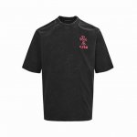 chromehearts 克罗心 25Ss 十字架贴布刺绣水洗烧花短袖 定制面料300克双纱 后背一整块大贴布 成本极高 美式酸洗做旧原身布激光烧花贴布绣 字母