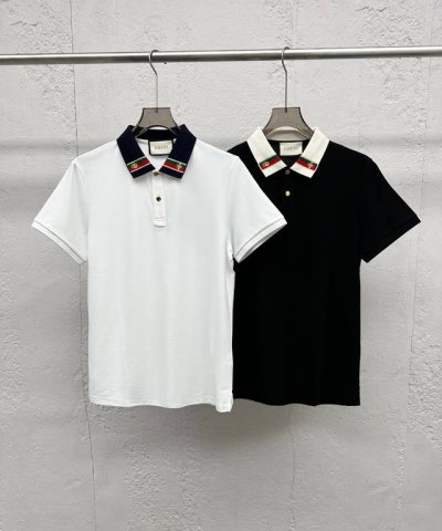 新品 香港洋行渠道货 2025春夏新款Gu*Ci 蜜蜂刺绣标识男士商务休闲polo马球衫 极具奢华设计的一枚白金级单品 符合Gu家美学基调的一款polo衫 双侧