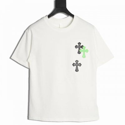 chrome Hearts 克罗心 荧光串标十字架短袖T恤 采用直喷进口机器印花 五金辅料均开磨定制 正确配置 黑色2025克罗心正品包装 克定制定染双纱棉 版