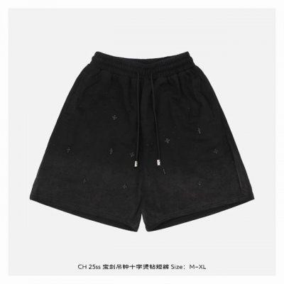 chrome Hearts 克罗心 25Ss 宝剑吊钟十字烫钻短裤 灵感源自八十年代复古 采用定制面料制作而成 官方同款 面料经过同缸染色工艺处理 手感舒适柔软