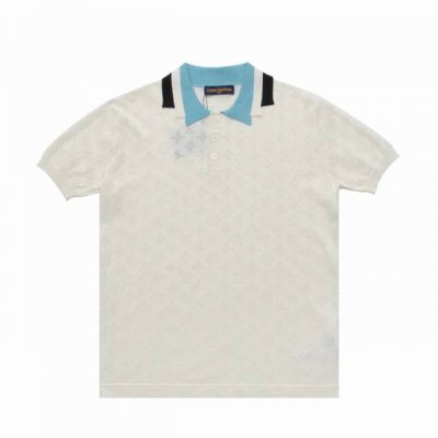 顶级复刻版本]品名: Louis Vuitton 路易威登Lv镂空针织提花polo衫短袖T恤 颜色：白色 尺码：Xs-L 面料: 30%羊毛含量纱线，高针织镂空