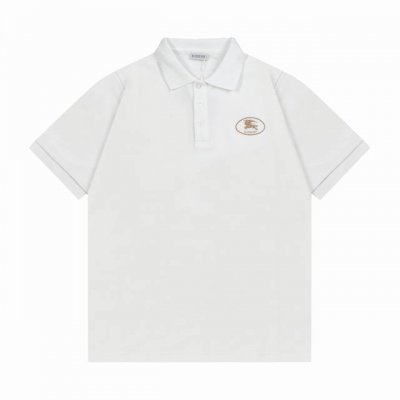 burberry 巴宝莉 2025新款 刺绣战马麦穗Logo 男女同款 休闲polo衫 定制珠地面料 进口田岛机刺绣工艺 领标吊牌主唛三标齐全 颜色 白色 尺码