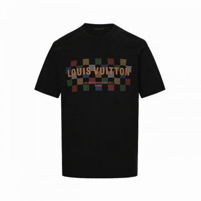 Louis Vuitton 路易威登 25Ss 彩色棋盘格字母压胶短袖 定制定染双纱紧密度面料 ，螺纹同缸定染零色差精选棉质面料，上身舒适透气，面料松软有型，透