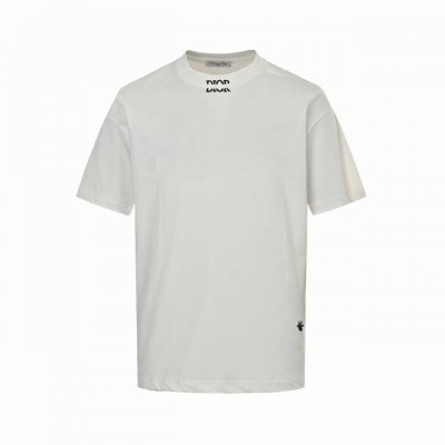 Dior 迪奥 领口拼接字母蜜蜂刺绣短袖 采用原版280G双纱对版定织定染面料 螺纹同缸定染零色差 独家品质 区别通货 领口螺纹拼接Logo刺绣，下摆配以迪奥经