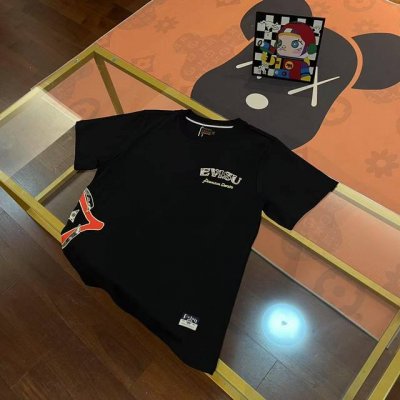Evisu福神2025新款男士贴布刺绣大M短袖 颜色 黑 尺码：S-Xxl S码 肩宽44 胸围96 衣长68 适合身材100-120斤 M码 肩宽46 胸围1