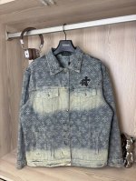 款号:Dc 52# 克罗心Chromehearts重工钢印经典款梵文满印提花烫钻牛仔外套男女款 新款克罗心梵文印花定制面料外套 渐变色洗水 后背烫钻十字架牛仔外