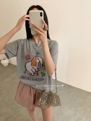 自行车小象圆领短袖