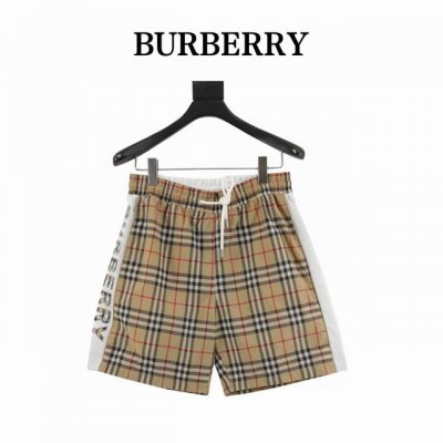 burberry 巴宝莉 侧边字母格纹沙滩短裤 面料原版定制 功能性斜纹面料 成衣百分百定位对条对格 非常耗时废料 密度手感和原版达到一致 松紧腰搭配 轻松调节