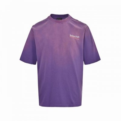 balenciaga 巴黎世家 25Ss 可乐刺绣炒色水洗破洞短袖 夏日多巴胺复古炒色可乐波浪刺绣破坏系列 采用巴黎25年最新款面料 胸口刺绣及后背大Logo刺
