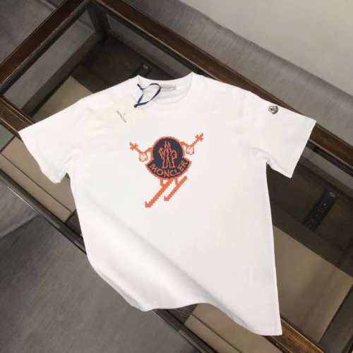 p100 款号：M1013 moncler/蒙口 《官网同款印花图案》 双纱纯棉短袖 滑雪标识图案 印花 -【260G双纱纯棉顶级面料 手感柔软 百分百纯棉独家