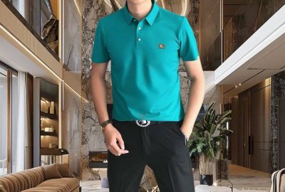 burbe** 巴宝莉2025春夏新款原单男士翻领短袖Polo衫T恤 爆款 简洁时尚百搭 高端品质 无缝包边 胸前烫印战马Logo设计 定制进口双股丝光珠地棉面