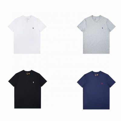 r36 Polo Ralph Lauren 拉夫劳伦男士夏季新款纯色小马刺绣V领短袖T恤 尺码：S-Xxl 颜色：黑色 灰色 白色 藏青色 情侣装经典款刺绣纯棉