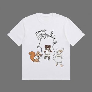 高端品质 Fendi 2025Fall 春夏系列 小动物短袖T恤 区别普通印花 定织270G32支双纱纯棉面料 宽松版型 男女同款 Size：S M L Xl