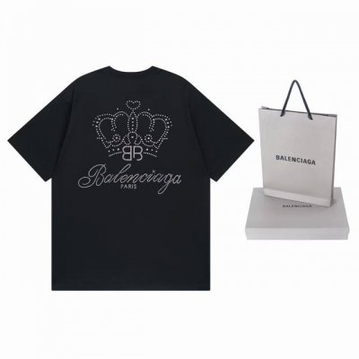 细节图 顶级版本.官网品质 Balenci*Ga 巴黎Balenci*Ga#新款 后背皇冠经典Logo烫钻短袖T恤.砖柜同步 面料采用巴黎Zp定织定染全棉双纱紧