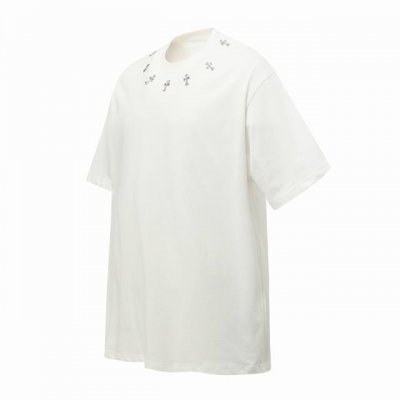 Chrome Hearts Ch 克罗心胸口十字架烫钻短袖T桖 采用手工烫钻 区别于机器烫钻 五金辅料均开磨定制 正确配置 黑色2025克罗心正品包装 280克