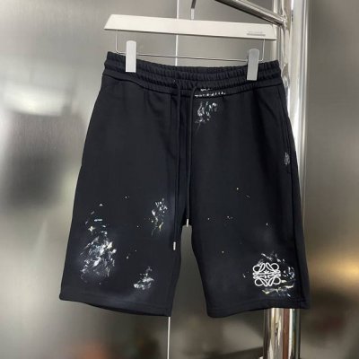 Loewe 罗意威 2025Ss新款刺绣休闲刺绣Logo短裤 原版面料高版本高品质 网红明星同款 32支双牛肚A类棉360G面料 Logo简约厚薄磨砂手感 扎染