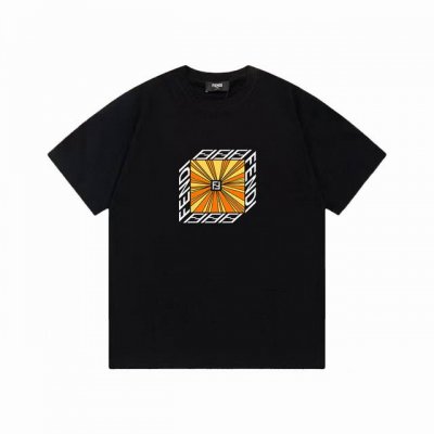 fendi 芬迪 标识Logo图案印花纯棉百搭潮流短袖T恤男女同款 吊牌 领标 水洗唛 三标齐全 定织定染280克精梳棉面料 尺码 S-Xxl 颜色 黑色 白色