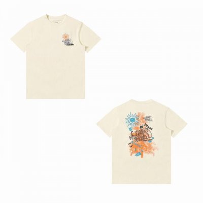 1087 白底图 北面 The North Face 太阳花大树Logo拼接印花短袖T恤情侣款 简洁圆领灵活舒适易穿搭 概念性品牌印花潮流时尚有新意 棉质面料柔