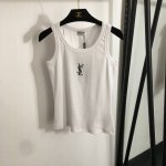 款号20252489 Ysl*新款 胸前Logo刺绣修身坑条纯棉背心，白色，黑色，Sml， L码；胸围74，长56