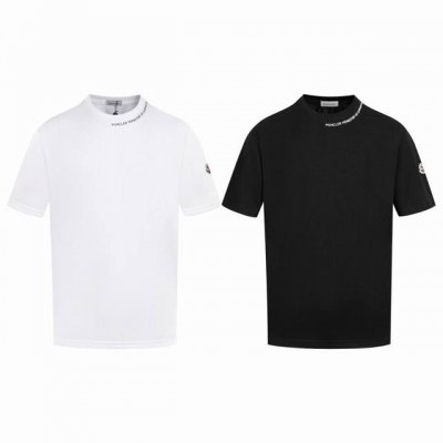 上新 款号：M1074 2025早春Moncler 蒙口 官网同款印花图案 双纱纯棉短袖 - 260G双纱纯棉顶级面料 手感柔软 百分百纯棉独家出货 定染硫化黑