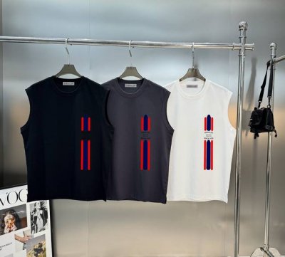 moncle*蒙口25S新款冰棉背心简单基础款.品牌字母Logo印花设计.搭配经典蓝白红三色相间.立体设计.干净清爽简单大方.不限年龄的单品推荐 240G冰棉面