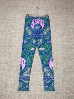 versace 范思哲新品美杜莎头像绿色底印花弹力小脚裤紧身裤。Smlxl