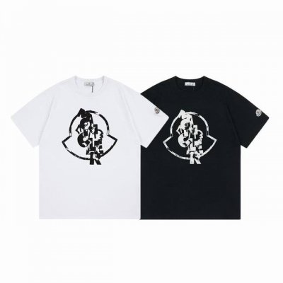 上新款号： M1047 2025早春Moncler 蒙口 官网同款印花图案 双纱纯棉短袖 - 260G双纱纯棉顶级面料 手感柔软 百分百纯棉独家出货 定染硫化黑