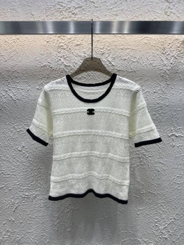 上新 款号:82644 chane 25夏季新款镂空工艺款针织短袖