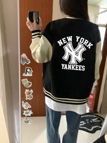 Mlb-Ny Mlb Yankees-Ny春季宽松夹克棒球服外套 官网发售｜超强版型｜男女同款 精选垂感一流复合双层南韩丝高级面料 手感超棒 丝滑垂坠 质感高级