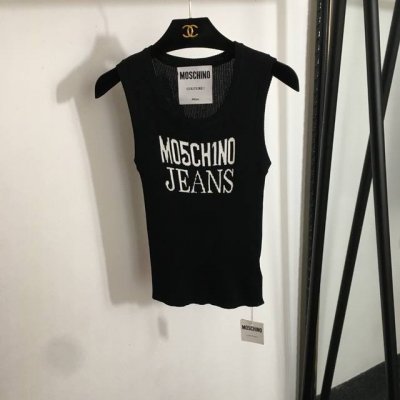 款号20252150 Moschin*新款 胸前Logo字母修身针织背心，白色，红色，黑色，Sml， S码；胸围58，长54
