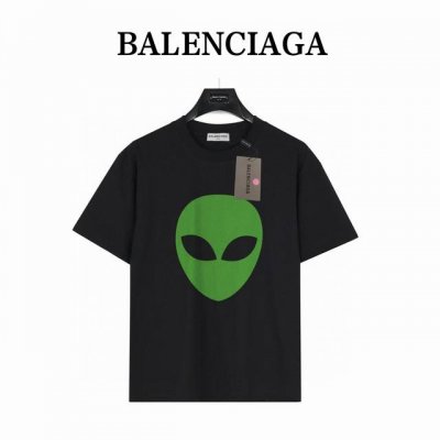 balenciaga 巴黎世家外星人脸 短袖T恤 款号:Blsj04 黑色 240克重磅小落肩100%棉T恤 Os版型 宽松有型好搭配 采用精梳紧密赛络工艺 面