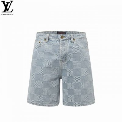 Louis Vuitton 路易威登25Ss 棋盘格拼接水洗蓝牛仔短裤 Lv Distorted Damier 24年秋冬新款限量棋盘格牛仔，每年Lv牛仔外套牛