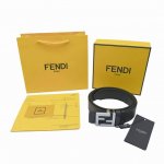 Nfc芯片防伪 顶级版本 fendi芬迪平滑扣-牛皮-皮带黑色-男款-宽4.0Cmff Squared腰带-黑色灰色皮革两面用腰带-官网在售价 p20,280R