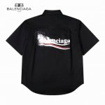 原单 款号：Bl030 上新 Balenciaga* 巴黎世家 涂鸦模糊可乐海浪衬衫短袖- 可乐喷墨风～波浪可乐海浪经典恶搞涂鸦 新式Os裁剪设计,随意休闲的慵