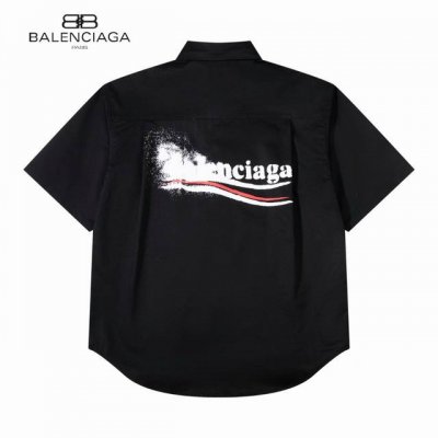 原单 款号：Bl030 上新 Balenciaga* 巴黎世家 涂鸦模糊可乐海浪衬衫短袖- 可乐喷墨风～波浪可乐海浪经典恶搞涂鸦 新式Os裁剪设计,随意休闲的慵