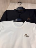 型号L801#，Lp家 2025春夏最新经典字母绣标男士圆领T恤衫，休闲剪裁棉质运动衫，简单大方，胸前标志性字母经典盾牌徽标，采用3D立体刺绣工艺，精致考究，立
