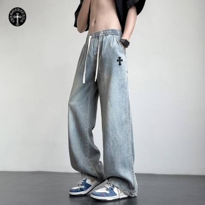 克罗心Chrome Hearts 夏季薄款莱赛尔纤维天丝水洗牛仔潮裤 男女同款 采用国际进口优质莱赛尔牛仔面料 百洗不裂 不变形 耐磨性高 色牢度牢等特点 穿着