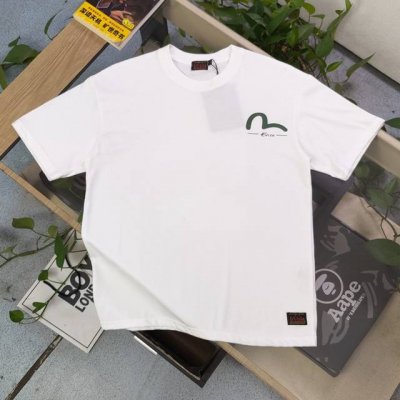 上新 款号：F676 2025新款Evisu福神品质保证海浪图案Logo字母印花休闲情侣短袖T恤，经典永远不会过时、人手必备款，230G纯棉精梳棉不起球不起毛，