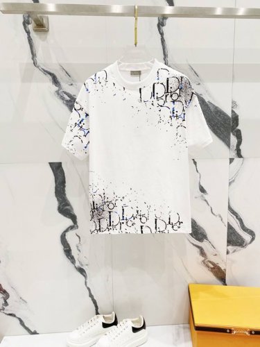 Dior 迪奥 260克圆领短袖T恤 星空泼墨字母Logo印花标识 官方同步 高版本 高品质 时尚个性 百搭潮流 纯原品质 原版面料 吊牌 领标 水洗麦 三标齐