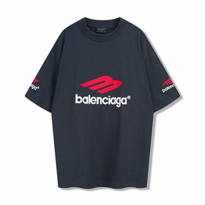 Blcg巴黎世家重工3M刺绣字母Logo短信 订染深灰蓝 白色 宽松版Oversize 男女同款 尺码Size : Xs S M L