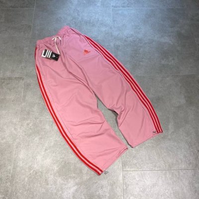 adidas阿迪达斯 树莓粉三条杠运动机能裤登山工装抽绳长裤情侣款 color: 粉色 Size: M-Xl m 腰围96 臀围124 裤长98 Cm l 腰围